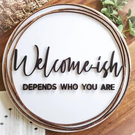 Personalized Round Shaped Wood Name Plate For Home Office Flat (Large – 50x50cm) - Haoser
